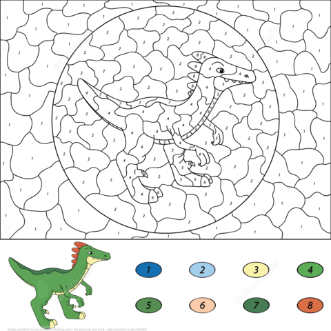 Guanlong Color By Number Coloring Page